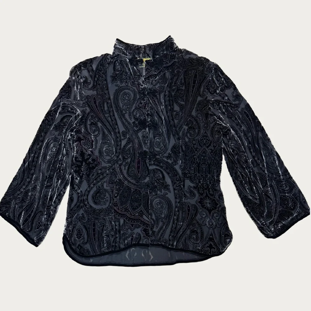 NWT ATOC Touch of Classs Small Velvet Silk Goth Devore Art-Wear Shirt Jacket Top - Picture 1 of 8